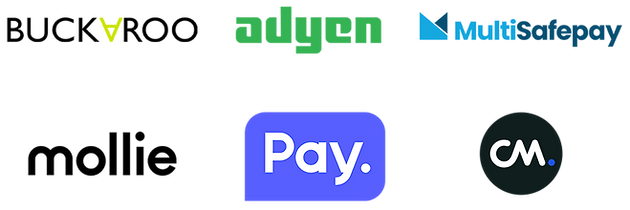 Payment service provider logos including Mollie and other PSP integrations